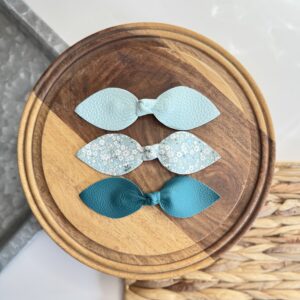 Leather Hair Bow Clip Set - Ditsy Flowers