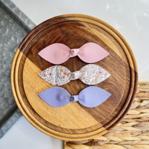 Leather Hair Bow Clip Set