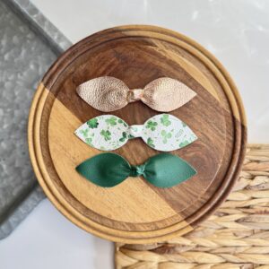 Leather Hair Bow Clip Set - Shamrock